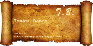 Tamásy Bence névjegykártya